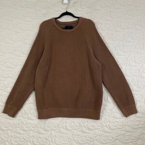 Denver Hayes Sweater Brown Ribbed Knit Cotton Crewneck Mens 2XL Raglan Sleeve